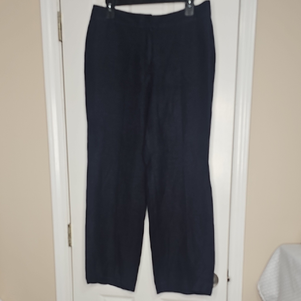 Nine West Navy Wide Leg Linen Pants Size 10